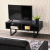 Household Essentials Jamestown TV Stand Coffee Table with Rectangular Storage Compartments Coastal Oak Rustic Wood Grain and White Metal(Black)