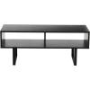 Household Essentials Jamestown TV Stand Coffee Table with Rectangular Storage Compartments Coastal Oak Rustic Wood Grain and White Metal(Black)
