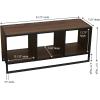 Household Essentials Jamestown TV Stand Coffee Table with Rectangular Storage Compartments Coastal Oak Rustic Wood Grain and White Metal(Brown)