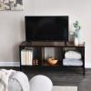 Household Essentials Jamestown TV Stand Coffee Table with Rectangular Storage Compartments Coastal Oak Rustic Wood Grain and White Metal(Brown)