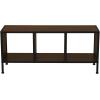 Household Essentials Jamestown TV Stand Coffee Table with Rectangular Storage Compartments Coastal Oak Rustic Wood Grain and White Metal(Brown)
