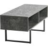 Household Essentials Jamestown TV Stand Coffee Table with Rectangular Storage Compartments Coastal Oak Rustic Wood Grain and White Metal(Grey)