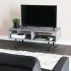 Household Essentials Jamestown TV Stand Coffee Table with Rectangular Storage Compartments Coastal Oak Rustic Wood Grain and White Metal(Grey)