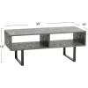 Household Essentials Jamestown TV Stand Coffee Table with Rectangular Storage Compartments Coastal Oak Rustic Wood Grain and White Metal(Grey)