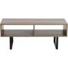 Household Essentials Jamestown TV Stand Coffee Table with Rectangular Storage Compartments Coastal Oak Rustic Wood Grain and White Metal(Taupe)