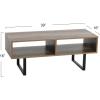 Household Essentials Jamestown TV Stand Coffee Table with Rectangular Storage Compartments Coastal Oak Rustic Wood Grain and White Metal(Taupe)