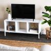 Household Essentials Jamestown TV Stand Coffee Table with Rectangular Storage Compartments Coastal Oak Rustic Wood Grain and White Metal(White)