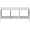 Household Essentials Jamestown TV Stand Coffee Table with Rectangular Storage Compartments Coastal Oak Rustic Wood Grain and White Metal(White)