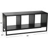 Household Essentials Jamestown TV Stand Coffee Table with Square Cube Storage Compartments Ashwood Rustic Wood Grain and Black Metal(Black)