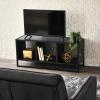 Household Essentials Jamestown TV Stand Coffee Table with Square Cube Storage Compartments Ashwood Rustic Wood Grain and Black Metal(Black)