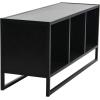 Household Essentials Jamestown TV Stand Coffee Table with Square Cube Storage Compartments Ashwood Rustic Wood Grain and Black Metal(Black)