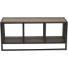 Household Essentials Jamestown TV Stand Coffee Table with Square Cube Storage Compartments Ashwood Rustic Wood Grain and Black Metal(Taupe)