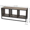 Household Essentials Jamestown TV Stand Coffee Table with Square Cube Storage Compartments Ashwood Rustic Wood Grain and Black Metal(Taupe)
