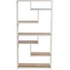 Household Essentials Jamestown Tall 6 Shelf Open Storage Bookshelf Black Oak Wood Grain and Black Metal(Distressed White)