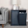 Household Essentials Laundry Sorter Cabinet, Oak Finish(Blue)