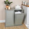 Household Essentials Laundry Sorter Cabinet, Oak Finish(Grey)