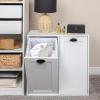 Household Essentials Laundry Sorter Cabinet, Oak Finish(White)