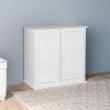 Household Essentials Laundry Sorter Cabinet, Oak Finish(White Wood Shutter)
