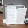 Household Essentials Laundry Sorter Cabinet, Oak Finish(White Wood Shutter)