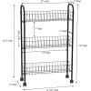 Household Essentials Matte Black Slim, 3 Shelf Storage Cart with Wheels(7″ Black – Basic)