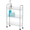 Household Essentials Matte Black Slim, 3 Shelf Storage Cart with Wheels(7″ Silver – Basic)