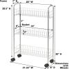 Household Essentials Matte Black Slim, 3 Shelf Storage Cart with Wheels(7″ Silver – Basic)