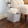 Household Essentials Medium Tapered Soft-Side Storage Bin with Wood Handles(Chevron)