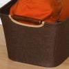 Household Essentials Medium Tapered Soft-Side Storage Bin with Wood Handles(Cocoa)