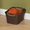 Household Essentials Medium Tapered Soft-Side Storage Bin with Wood Handles(Cocoa)