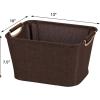 Household Essentials Medium Tapered Soft-Side Storage Bin with Wood Handles(Cocoa)