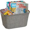 Household Essentials Medium Tapered Soft-Side Storage Bin with Wood Handles(Gray)