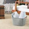 Household Essentials Medium Tapered Soft-Side Storage Bin with Wood Handles(Gray)