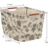 Household Essentials Medium Tapered Storage Bin with Wood Handles, Floral Pattern(Medium)