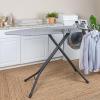 Household Essentials Mega Wide Top Ironing Board, 4-Legs, Steel Top Ironing Board with Fixed Iron Rest, FiberTech Cover and Fiber Pad, Scorch and Stain Resistant, Antique Bronze Frame(Grey/Black)