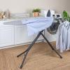 Household Essentials Mega Wide Top Ironing Board, 4-Legs, Steel Top Ironing Board with Fixed Iron Rest, FiberTech Cover and Fiber Pad, Scorch and Stain Resistant, Antique Bronze Frame(Grey/Black)
