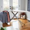 Household Essentials Mega Wide Top Ironing Board, 4-Legs, Steel Top Ironing Board with Fixed Iron Rest, FiberTech Cover and Fiber Pad, Scorch and Stain Resistant, Antique Bronze Frame(Natural/Silver)