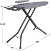 Household Essentials Mega Wide Top Ironing Board, 4-Legs, Steel Top Ironing Board with Fixed Iron Rest, FiberTech Cover and Fiber Pad, Scorch and Stain Resistant, Antique Bronze Frame(Grey/Black)