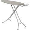 Household Essentials Mega Wide Top Ironing Board, 4-Legs, Steel Top Ironing Board with Fixed Iron Rest, FiberTech Cover and Fiber Pad, Scorch and Stain Resistant, Antique Bronze Frame(Grey/Silver)