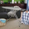 Household Essentials Mega Wide Top Ironing Board, 4-Legs, Steel Top Ironing Board with Fixed Iron Rest, FiberTech Cover and Fiber Pad, Scorch and Stain Resistant, Antique Bronze Frame(Grey/Silver)