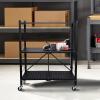 Household Essentials Metal 3-Tier Foldable Utility Rack, Black