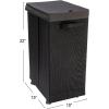 Household Essentials Narrow Collapsible Laundry Hamper with Liner and Lid, Silver(Black)