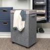 Household Essentials Narrow Collapsible Laundry Hamper with Liner and Lid, Silver(Graphite)
