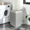 Household Essentials Narrow Collapsible Laundry Hamper with Liner and Lid, Silver(Graphite)