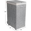 Household Essentials Narrow Collapsible Laundry Hamper with Liner and Lid, Silver(Graphite)