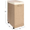 Household Essentials Narrow Collapsible Laundry Hamper with Liner and Lid, Silver(Latte)