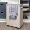 Household Essentials Narrow Collapsible Laundry Hamper with Liner and Lid, Silver(Silver)