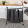 Household Essentials Rolling Laundry Sorter, 4 Bag Laundry Sorter Cart with Washable and Removable Bags, White(Black/Black)