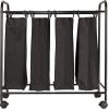 Household Essentials Rolling Laundry Sorter, 4 Bag Laundry Sorter Cart with Washable and Removable Bags, White(Black/Black)