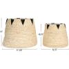 Household Essentials Round Handwoven Corn Leaf Basket Set of 2 with Plastic Liner, Natural with Black Accents