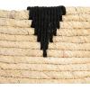 Household Essentials Round Handwoven Corn Leaf Basket Set of 2 with Plastic Liner, Natural with Black Accents